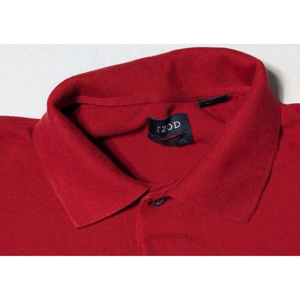 IZOD SILK WASH Men Large Red Cotton Short‎ Sleeve Polo Shirt